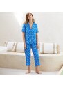 Blancheporte Pyžamo s kalhotami a potiskem květin modrá 38