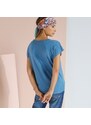 Blancheporte Jednobarevné tričko s tuniským výstřihem a krátkými rukávy modrá 34/36
