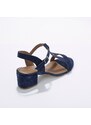 Blancheporte Páskové sandály na podpatku, kůže LWG nám. modrá 36