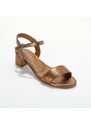 Blancheporte Páskové sandály z kůže LWG bronzová 36