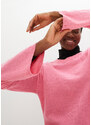 bonprix Lehký svetr z jemného úpletu se širokými rukávy a postranními rozparky, z bavlny Růžová