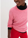 bonprix Lehký svetr z jemného úpletu se širokými rukávy a postranními rozparky, z bavlny Růžová