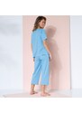 Blancheporte Pyžamo se 3/4 kalhotami, puntíkatý vzor modrá 34/36