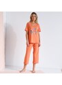 Blancheporte Pyžamo se 3/4 kalhotami a potiskem "motýlů" oranžová 34/36