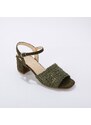 Blancheporte Sandály na podpatku, efekt macramé khaki 36