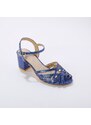 Blancheporte Metalické sandály na podpatku modrá 38