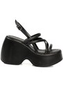 Capone Outfitters Capone Women's High Wedge Heel Ankle Strap Black Women's Sandals