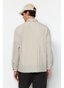 Trendyol Stone Oversize Fit Snap Closure Technical Fabric Parachute Limited Edition Shirt