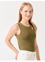 Jimmy Key Khaki Slim Fit Sleeveless Crew Neck Knitted Singlet