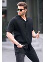 Madmext Men's Black Short Sleeve Shirt 6706