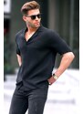 Madmext Men's Black Short Sleeve Shirt 6706