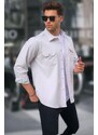 Madmext Gray Basic Regular Fit Men's Shirt 6716