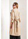 Bianco Lucci Women's Sleeve Fold Belted Trench Coat