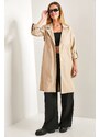 Bianco Lucci Women's Sleeve Fold Belted Trench Coat