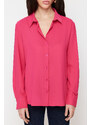 Trendyol Fuchsia Mother of Pearl Buttoned Regular Fit Matte Woven Shirt