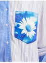 Bílo-modrá dámská pruhovaná košile Desigual Flower Pocket - Dámské