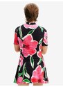 Růžovo-černé dámské květované úpletové šaty Desigual Boston - Dámské