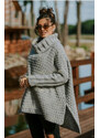 Fashionweek Nádherný pletený kabát pončo s rolákem VANESSA