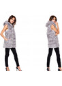 Fashionweek Chlupatá kožešinová vesta s kapuci DELUX EXCLUSIVE MAD03