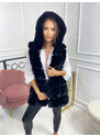 Fashionweek Chlupatá kožešinová vesta s kapuci DELUX EXCLUSIVE MAD04