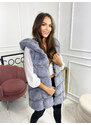 Fashionweek Chlupatá kožešinová vesta s kapuci DELUX EXCLUSIVE MAD04