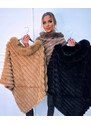 Fashionweek Exkluzívne teplé dámske pončo s umělou kožešinou KARR017