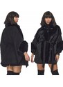 Fashionweek Dámské pončo semišový kabát s kožíškem bunda kabát s kožíškem KARR4624