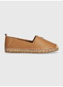 Kožené espadrilky Tommy Hilfiger TH LEATHER FLAT ESPADRILLE hnědá barva, FW0FW07720