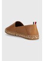 Kožené espadrilky Tommy Hilfiger TH LEATHER FLAT ESPADRILLE hnědá barva, FW0FW07720