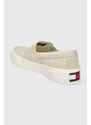 Tenisky Tommy Jeans TJM SLIP ON CANVAS COLOR pánské, béžová barva, EM0EM01366