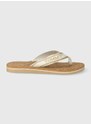 Žabky Tommy Hilfiger HILFIGER CORK BEACH SANDAL dámské, béžová barva, na plochém podpatku, FW0FW07904