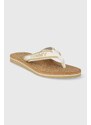 Žabky Tommy Hilfiger HILFIGER CORK BEACH SANDAL dámské, béžová barva, na plochém podpatku, FW0FW07904