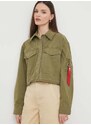 Bavlněná bunda Alpha Industries zelená barva, oversize