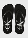 Žabky Calvin Klein Jeans BEACH SANDAL MONOLOGO TPU dámské, černá barva, na plochém podpatku, YW0YW01246