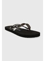 Žabky Calvin Klein Jeans BEACH SANDAL MONOLOGO TPU dámské, černá barva, na plochém podpatku, YW0YW01246