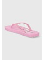 Žabky Calvin Klein Jeans BEACH SANDAL MONOLOGO TPU dámské, růžová barva, na plochém podpatku, YW0YW01246