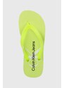 Žabky Calvin Klein Jeans BEACH SANDAL MONOLOGO TPU dámské, zelená barva, na plochém podpatku, YW0YW01246