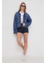 Kraťasy Pepe Jeans dámské, tmavomodrá barva, hladké, high waist