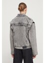 Džínová bunda Desigual TAE dámská, šedá barva, přechodná, oversize, 24SWED38
