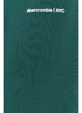 Mikina Abercrombie & Fitch pánská, zelená barva, s kapucí, s aplikací
