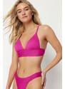 Trendyol Fuchsia Triangle Push Up Texturovaný horní díl bikin