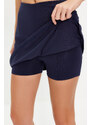 Trendyol Dark Navy Blue Reflector Printed 2 Layer Tennis Knitted Sports Shorts Skirt With Shorts With Pocket