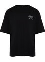 Trendyol Black Oversize/Wide-Fit Space Back Printed 100% Cotton T-shirt