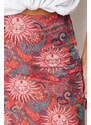 Trendyol Premium Orange Printed Tulle High Waist Lined Midi Knitted Skirt
