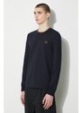 Bavlněné tričko s dlouhým rukávem Fred Perry Twin Tipped T-Shirt tmavomodrá barva, s aplikací, M9602.M68