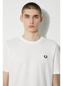 Bavlněné tričko Fred Perry Crew Neck T-Shirt bílá barva, s aplikací, M1600.129