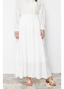 Trendyol White Basic Lined Woven Skirt