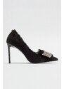 LuviShoes VEGAS Women's Black Suede Heeled Shoes