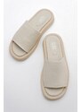 LuviShoes MONA Women's Beige Genuine Leather Slippers