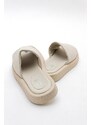 LuviShoes MONA Women's Beige Genuine Leather Slippers